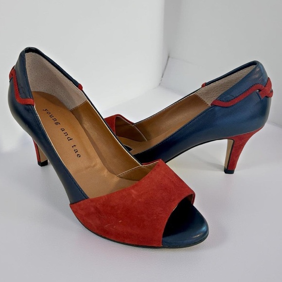Young and Tae Shoes - Young and Tae Blue & Red Peel Toe Heels